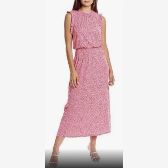 New! H by Halston Garden Scroll Bright Rose Maxi Dress Size Small 47653 - Picture 2 of 15